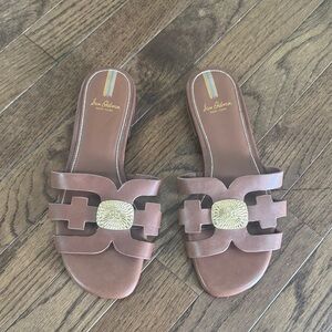 Sam Edelman Brown Slide Sandals with Gold Accent 7